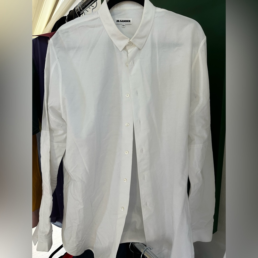 Jil Sander men’s white button up dress shirt